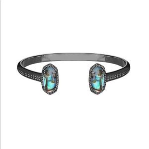 EUC Kendra Scott Gunmetal Elton with Abalone
